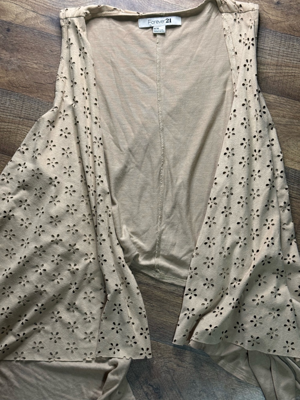 Forever 21 Beige Flower Eyelet Duster